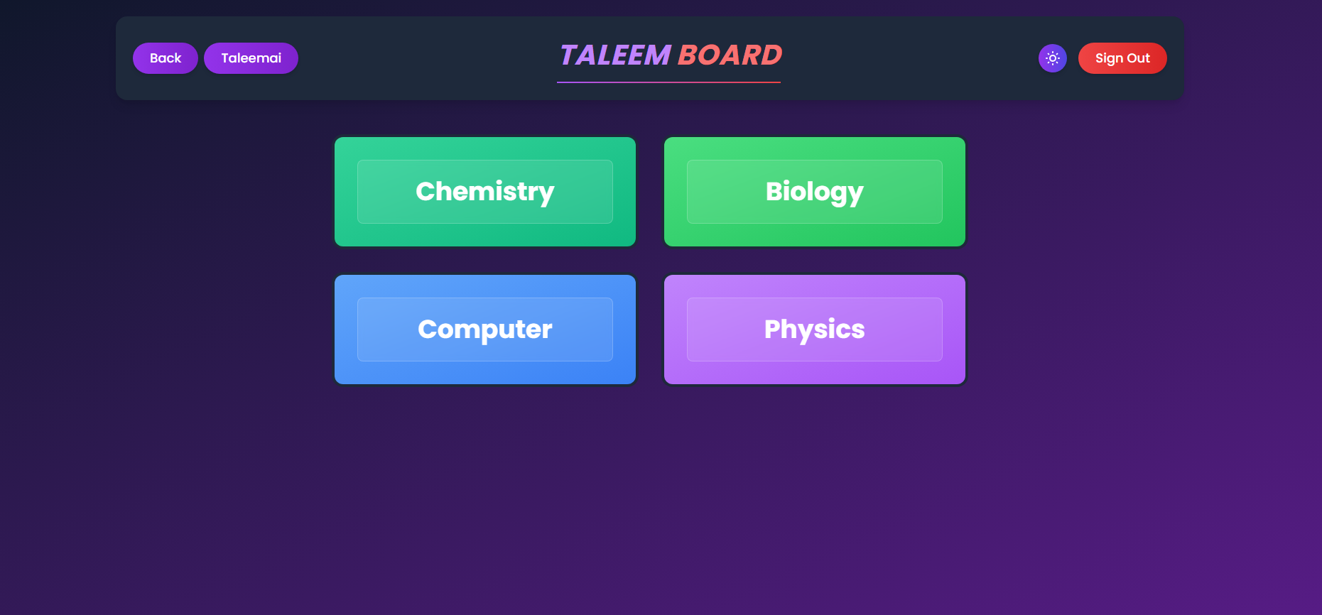 TaleemBoard Subjects